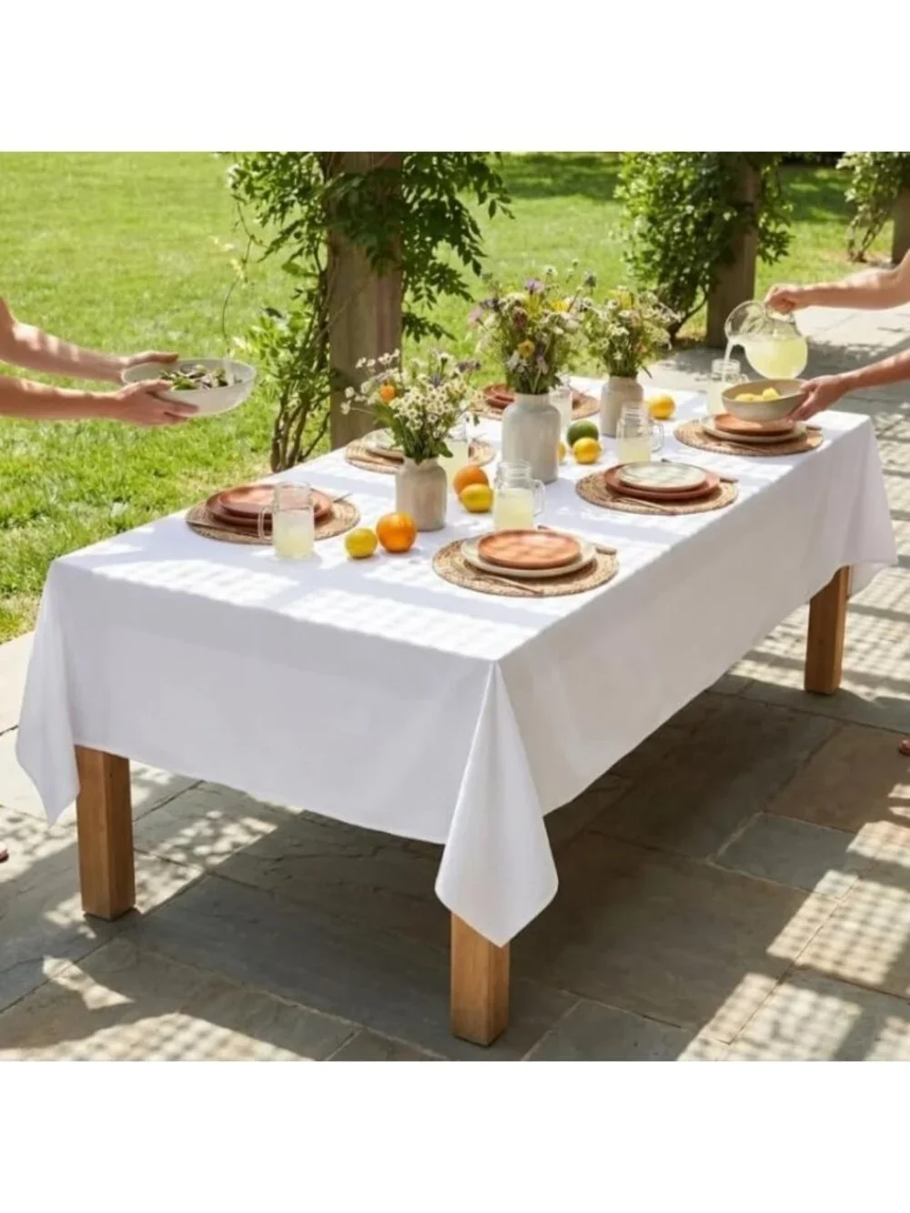 Elegant White Cotton Tablecloth 60x102